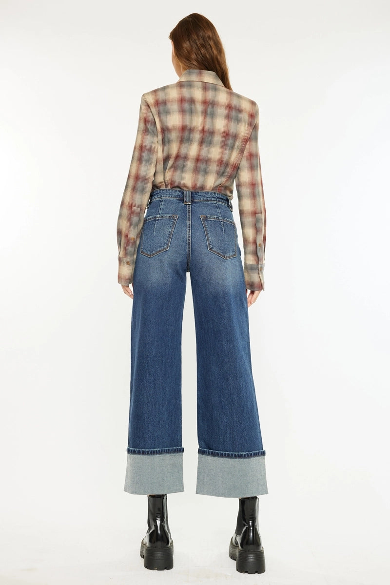 Wide Leg Cuff Jeans
